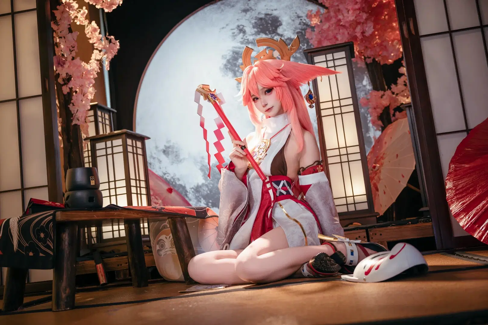 【八重神子cos】粉色狐耳与红白巫女服的完美契合 - 阿森纳的小马丁 - 第4张