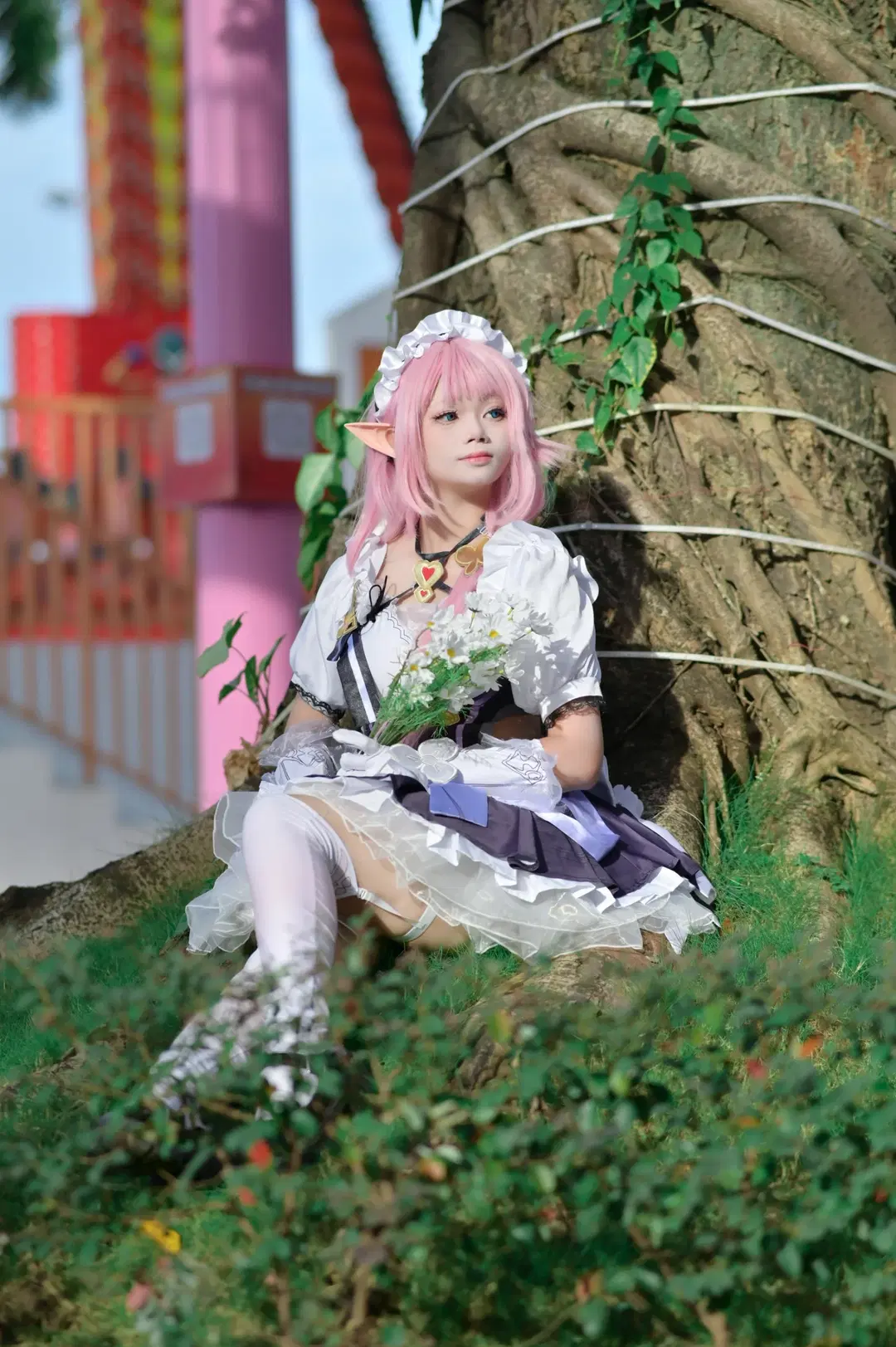 [Elysia Cosplay] The Dreamy Official Photos of the Pink Elf Maid at the Amusement Park by 要素过多 - Image 6