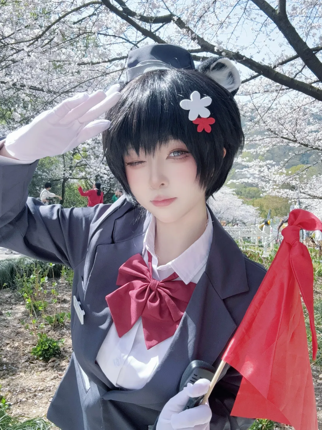 角色扮演, 蔚蓝档案, 制服, 樱花外景, 导游椿cos - 第2张