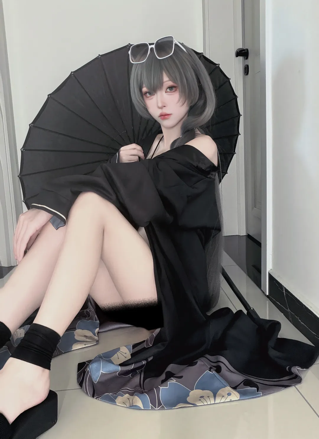 Swimsuit, Anime cosplay, Ryuge Kisaki, Kisaki (Swimsuit) cosplay, Black umbrella
