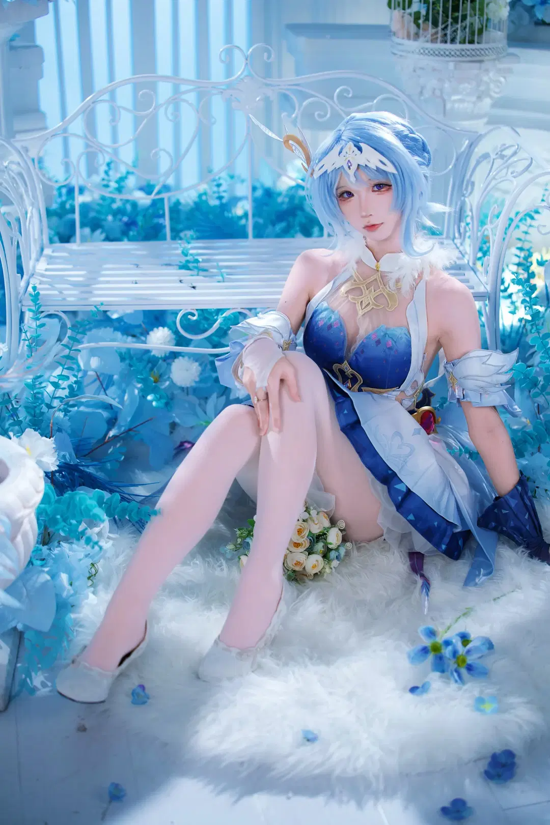 原神, 氛围感写真, 甜妹cos, 奥黛塔cos, 白丝长腿cos