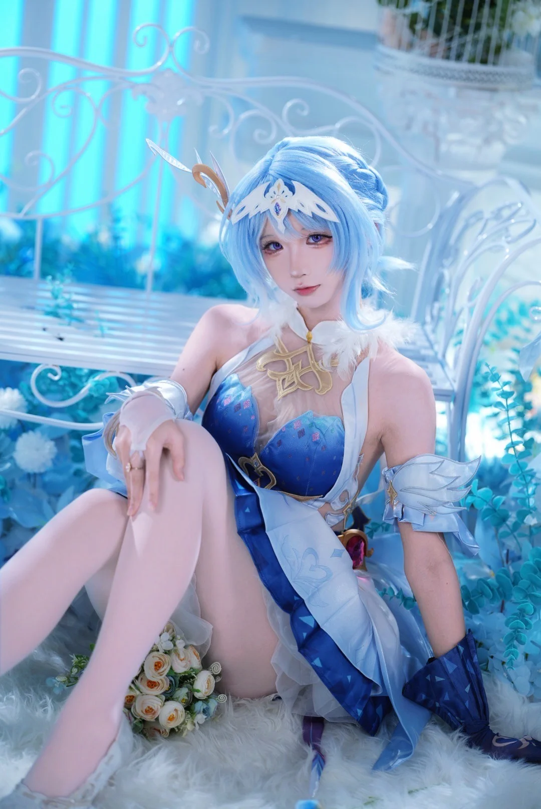 【奥黛塔cos】冰雪中的蓝白甜妹，梦幻光影下的细腻表现 - 茶包 - 第11张
