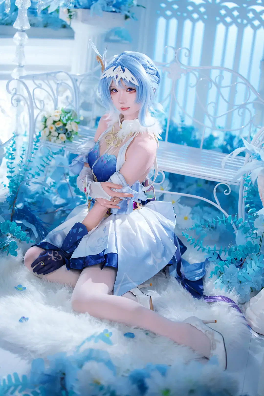 【奥黛塔cos】冰雪中的蓝白甜妹，梦幻光影下的细腻表现 - 茶包 - 第4张