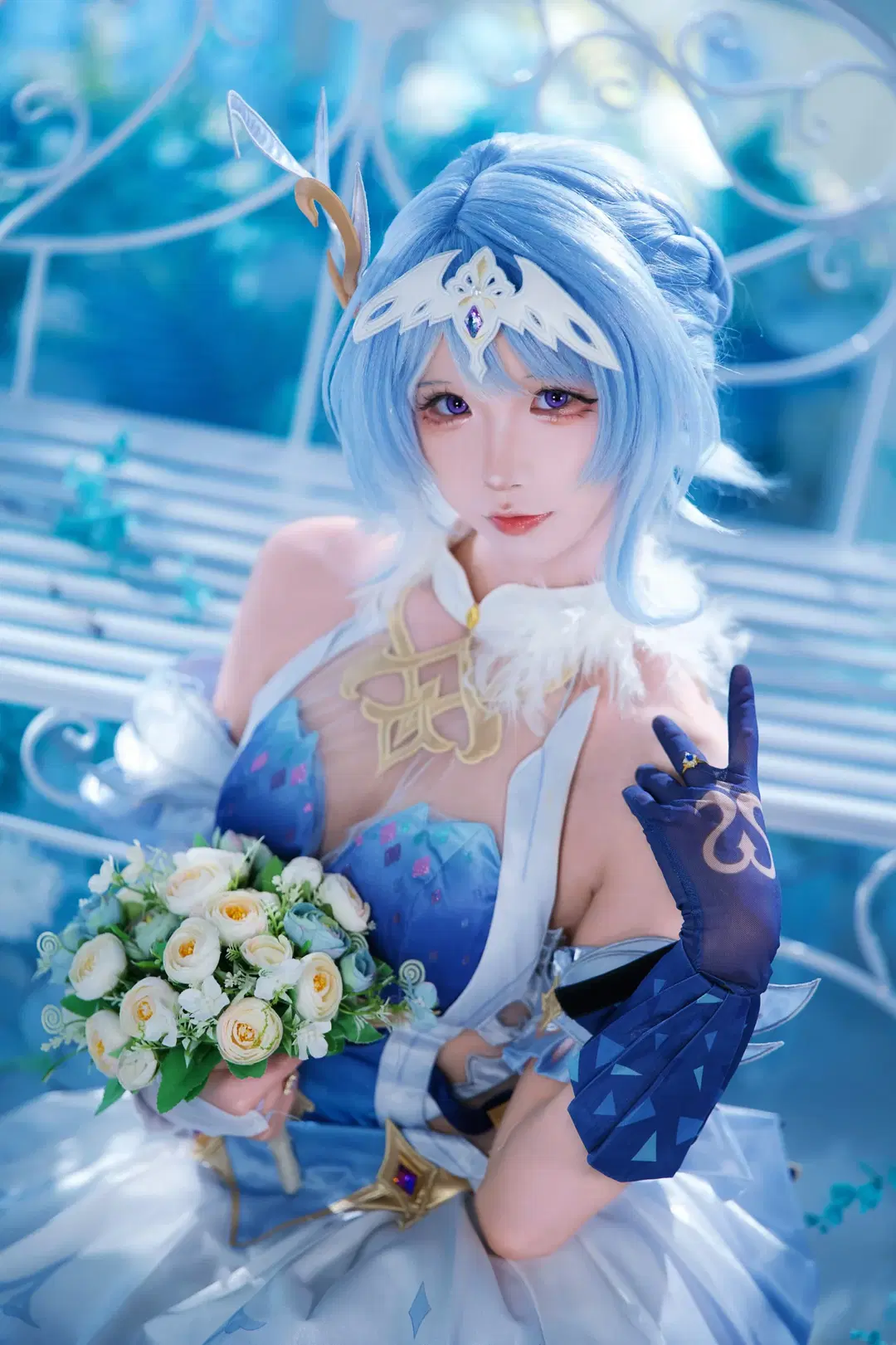 【奥黛塔cos】冰雪中的蓝白甜妹，梦幻光影下的细腻表现 - 茶包 - 第5张