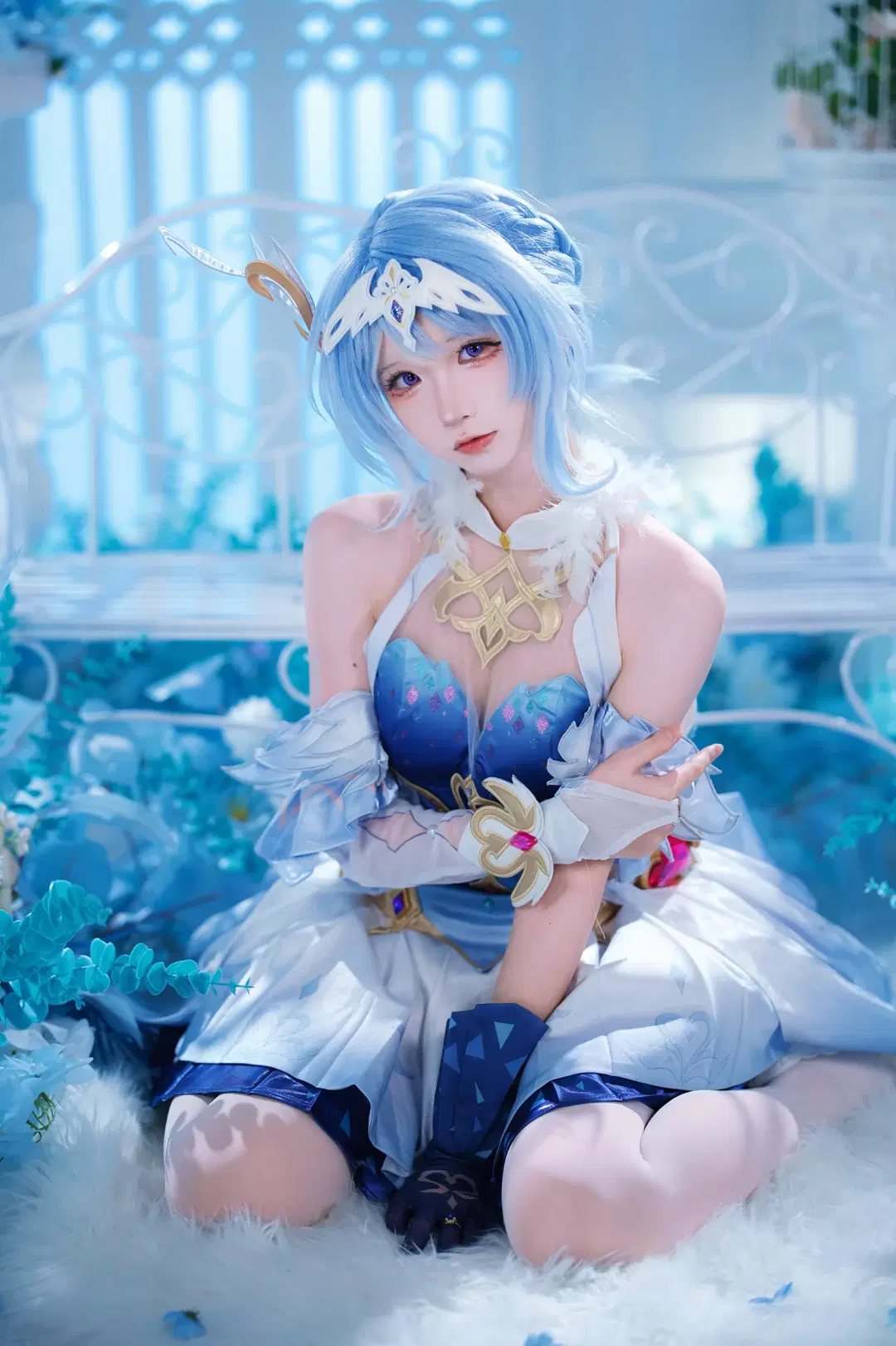 【奥黛塔cos】冰雪中的蓝白甜妹，梦幻光影下的细腻表现 - 茶包 - 第6张