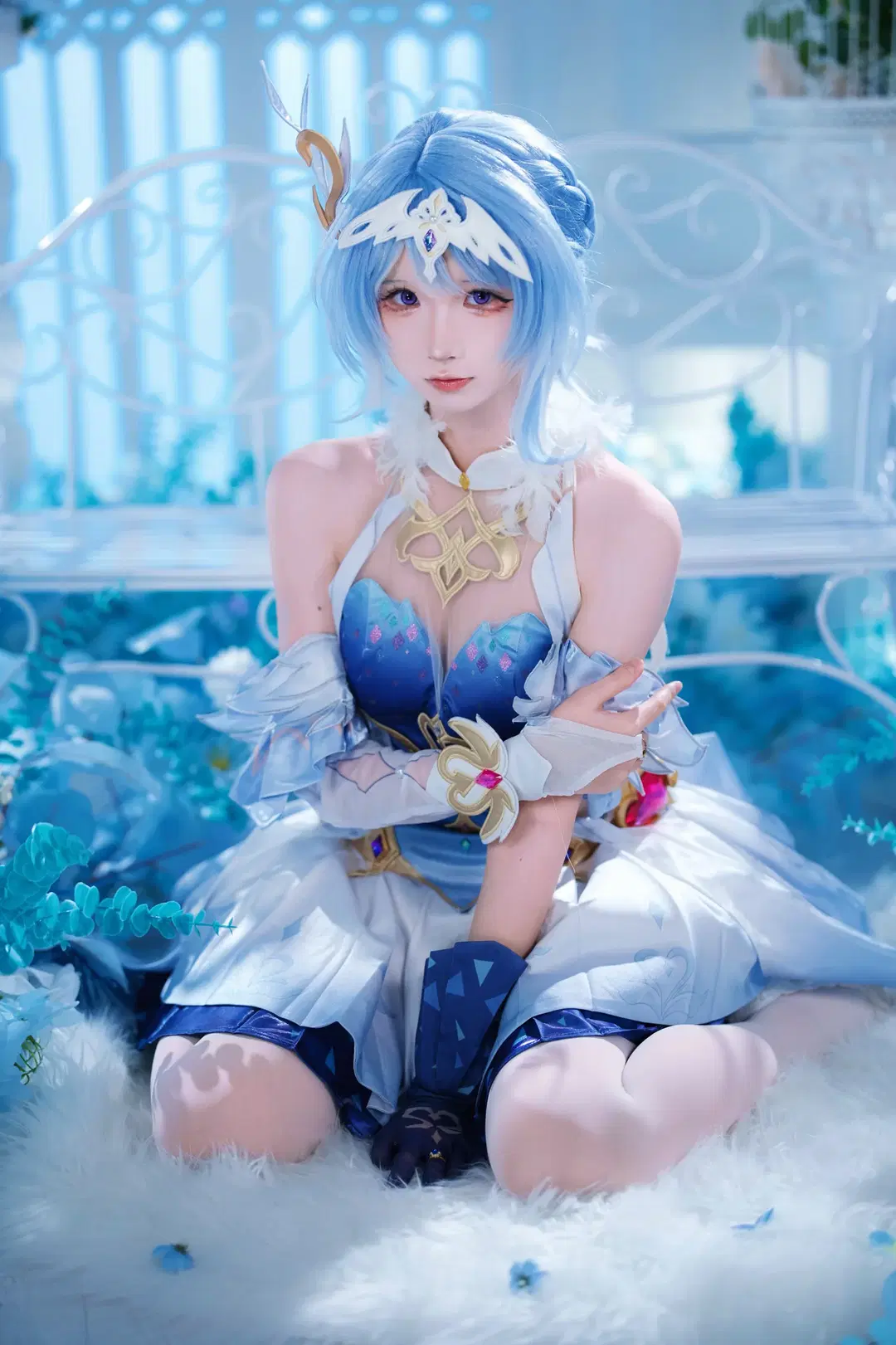【奥黛塔cos】冰雪中的蓝白甜妹，梦幻光影下的细腻表现 - 茶包 - 第7张