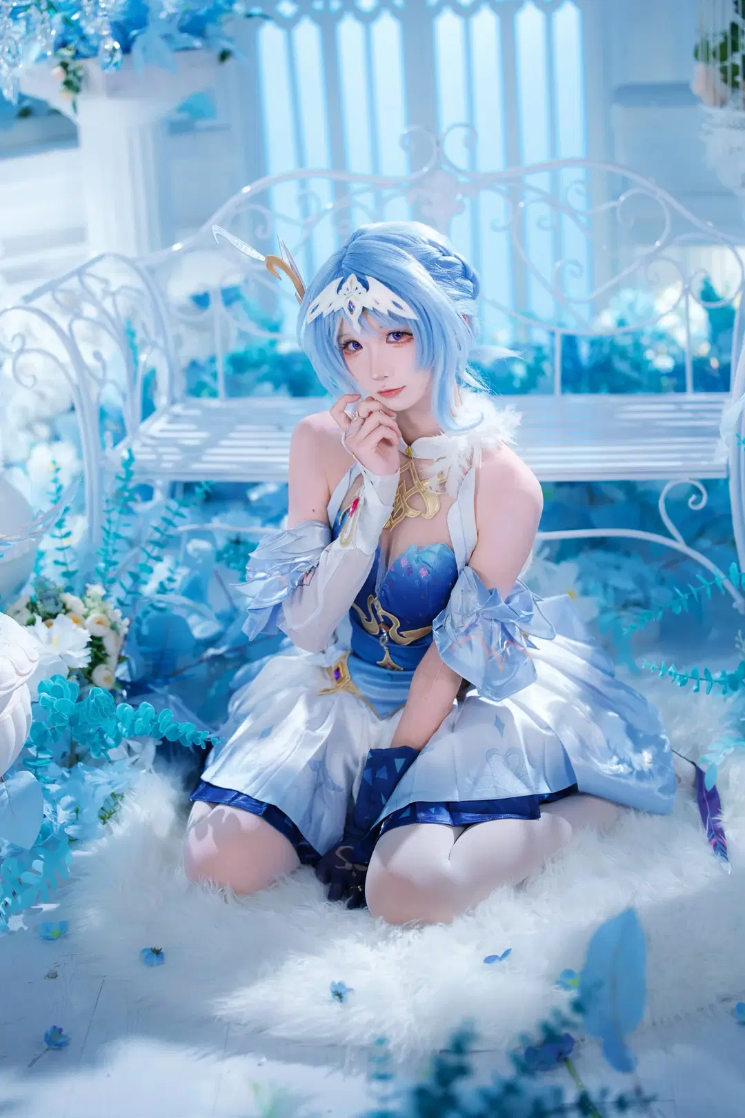 【奥黛塔cos】冰雪中的蓝白甜妹，梦幻光影下的细腻表现 - 茶包 - 第8张