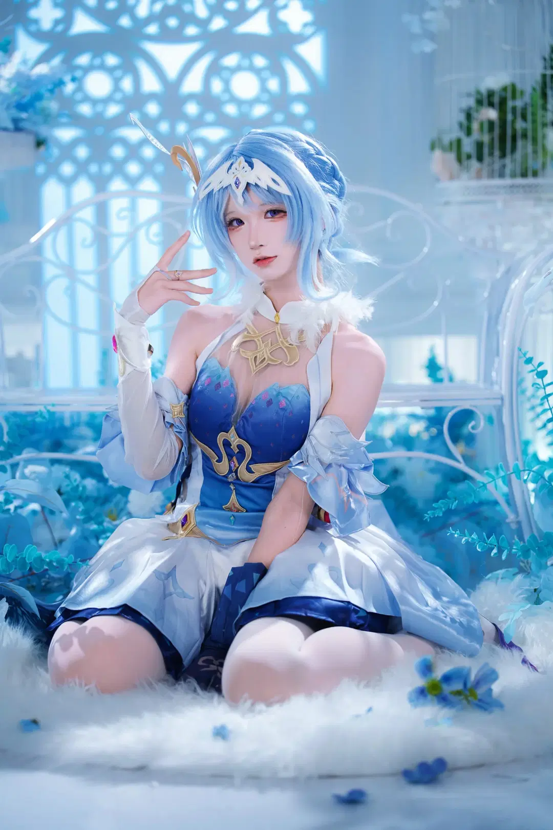 【奥黛塔cos】冰雪中的蓝白甜妹，梦幻光影下的细腻表现 - 茶包 - 第9张