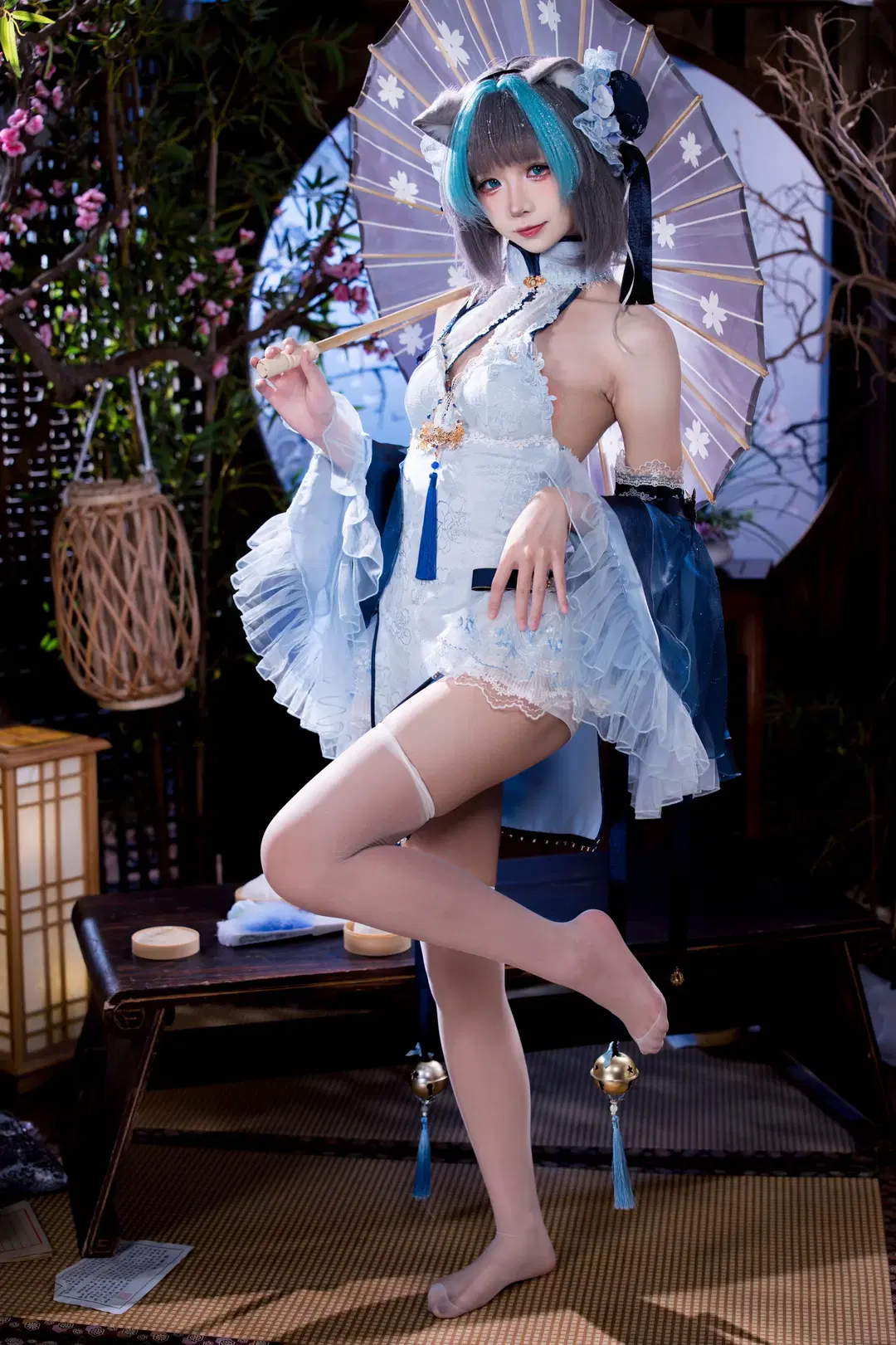Cheshire Cosplay, Azur Lane, Anime cosplay, White stockings, Kemonomimi girl