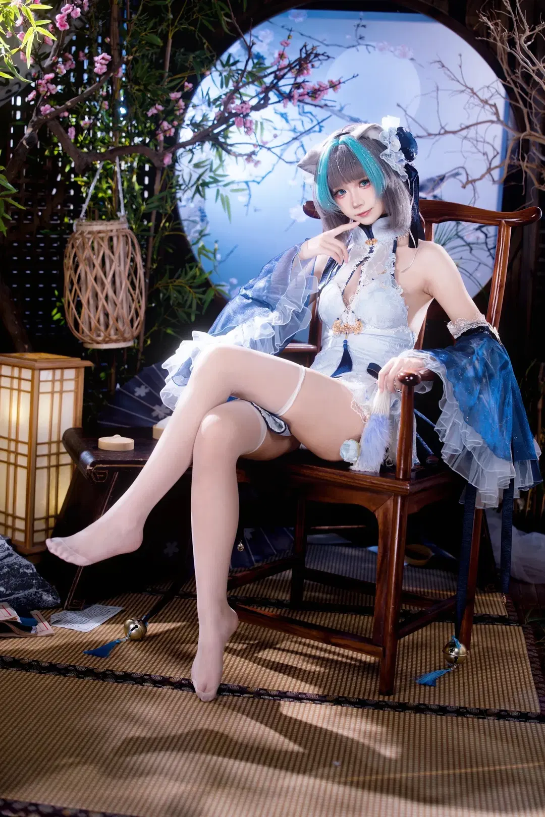 cosplay, 柴郡cos, 碧蓝航线, 白丝, 国风旗袍