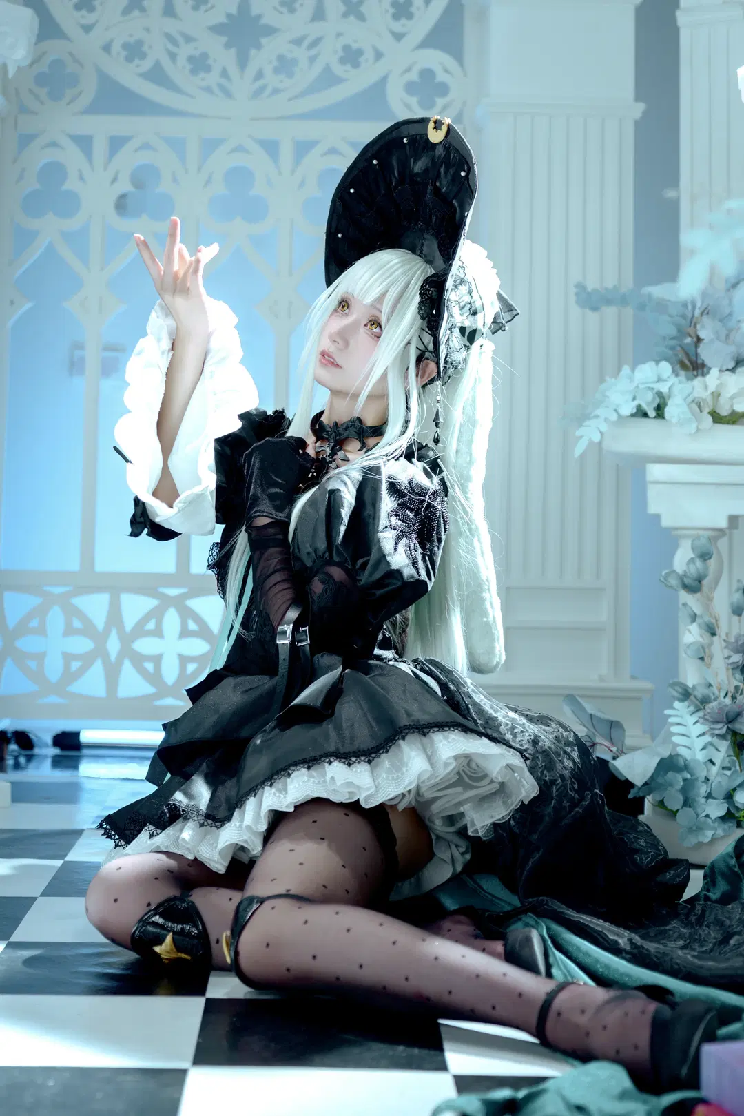 Ave Mujica, ゴシック風, アークナイツ, 黒ストッキング, 若葉睦コスプレ