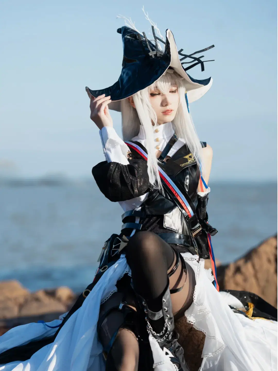 cosplay, 明日方舟, 黑丝, 海边人像, 归冥幽灵鲨cos