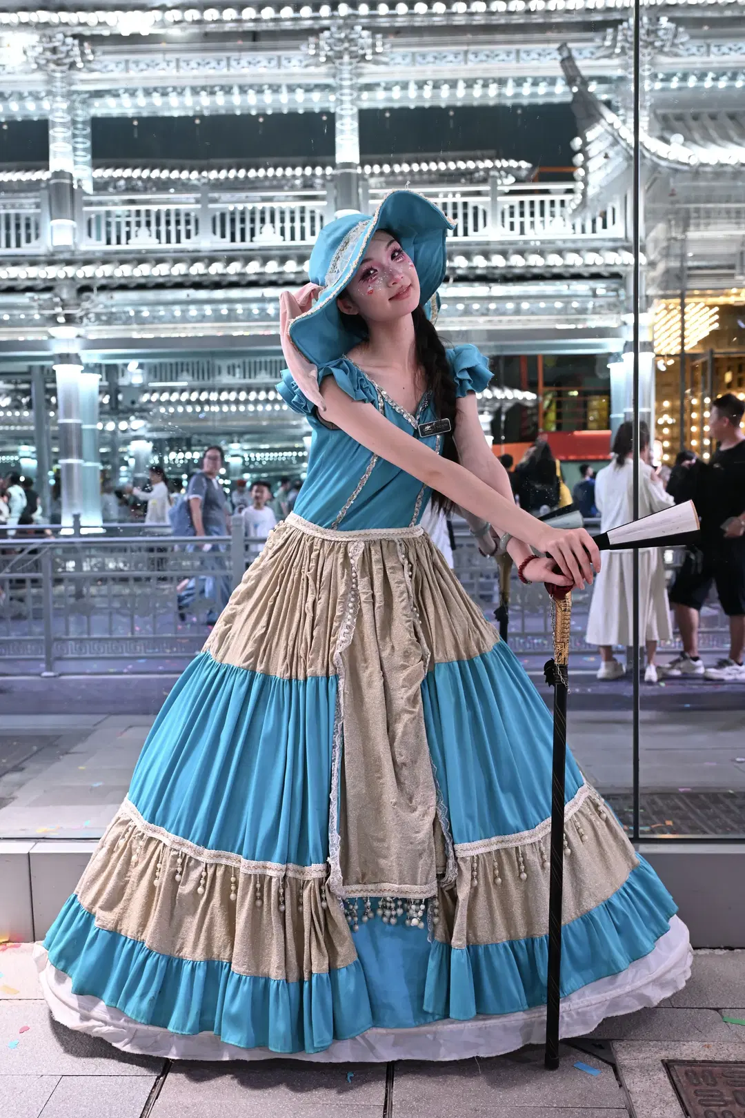 洛丽塔洋装, 氛围感cosplay, 开封万岁山, 蓝调童话, NPC巡游