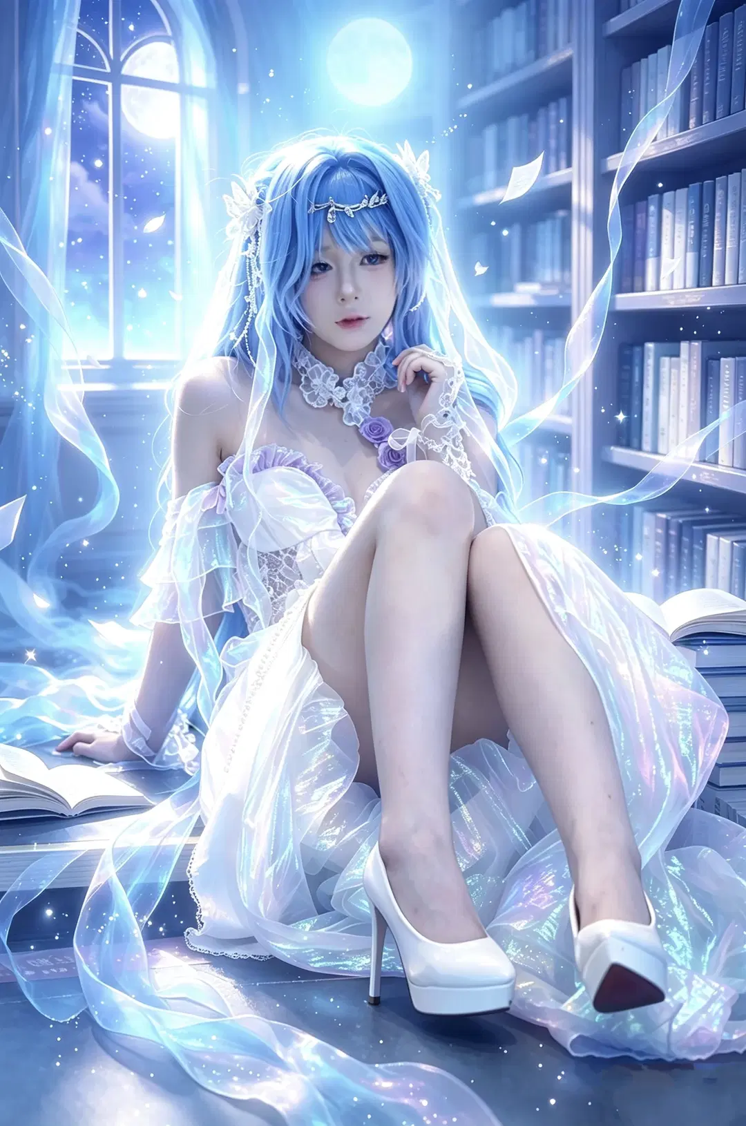 二次元cosplay, 無期迷途, 哈梅爾cos, 幻想風攝影, 月光特效人像