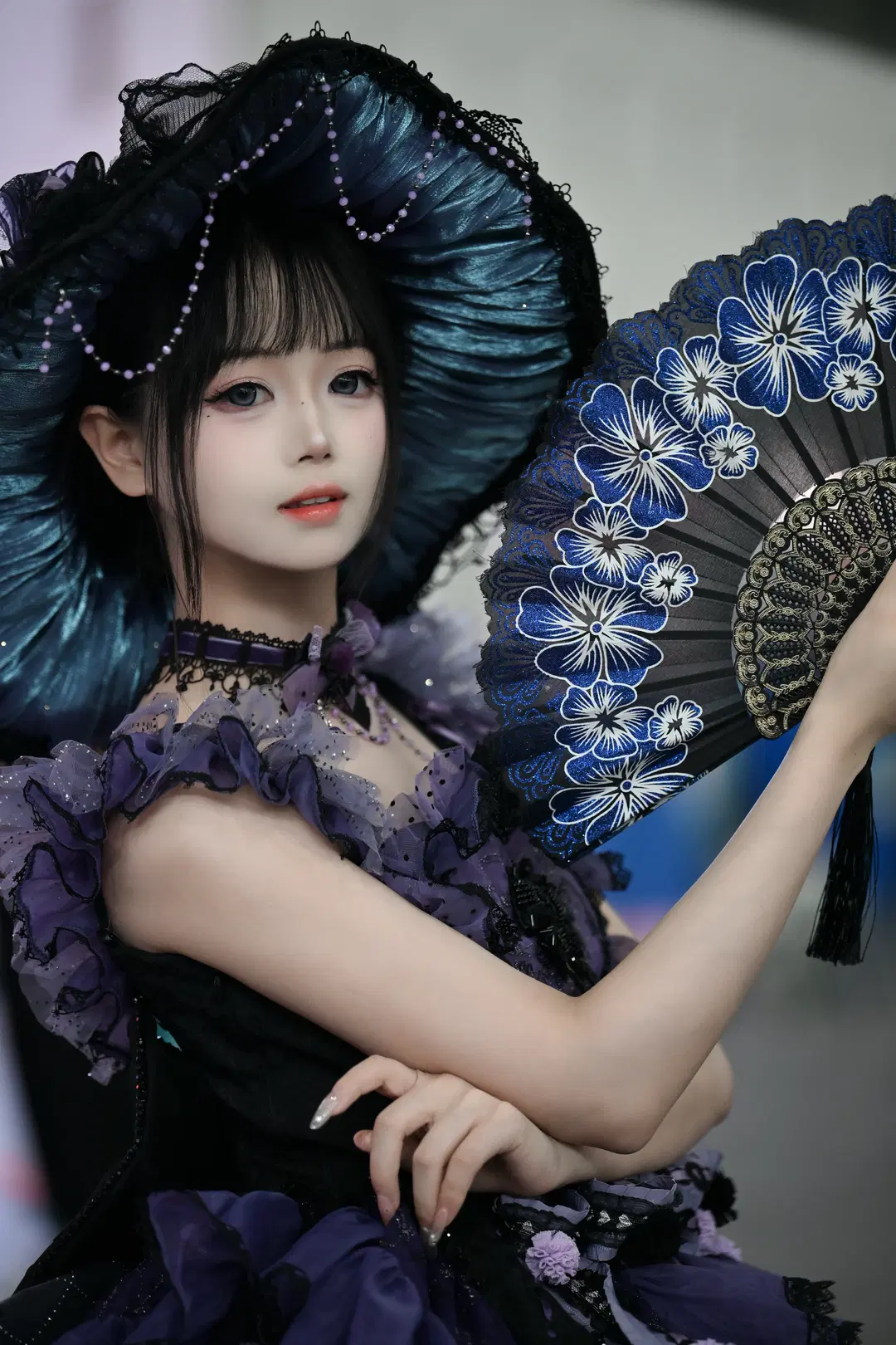 暗紫系哥特洛丽塔，巨型大檐帽搭黑丝，神秘优雅感拉满 - 小非 - 第8张