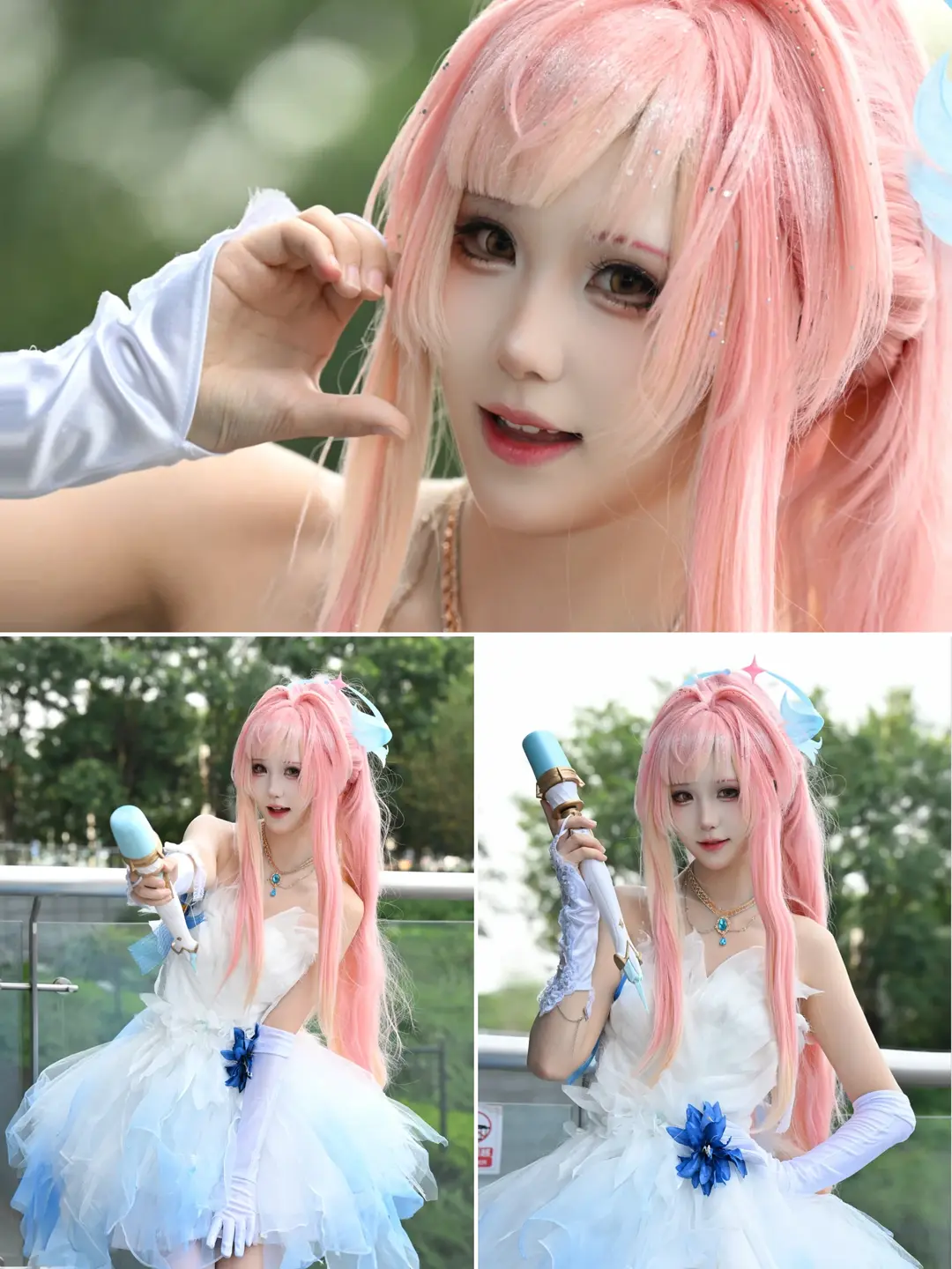 cosplay, 白丝, 蓝白纱裙, 手工礼服, 粉色甜妹 - 第1张