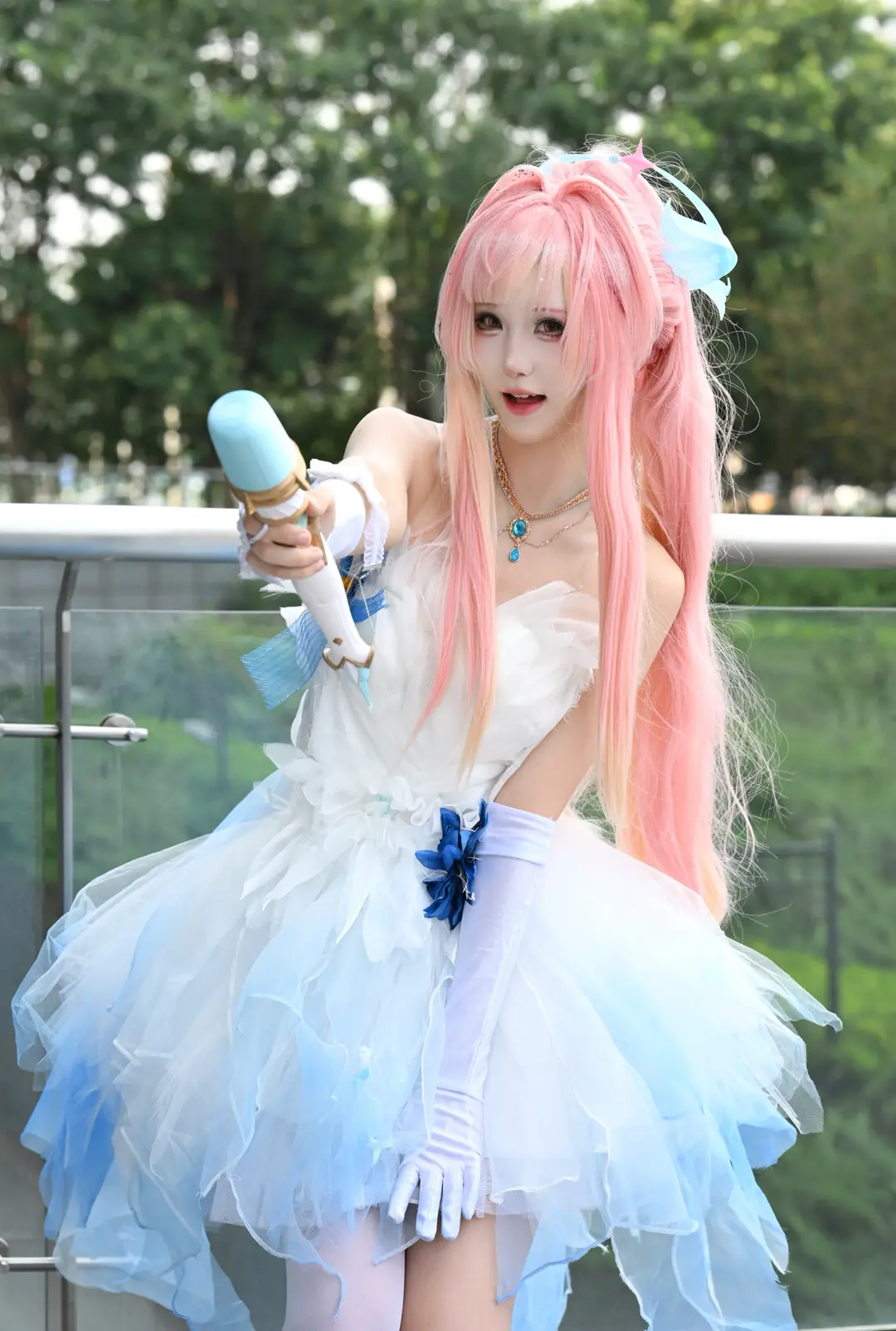 cosplay, 白丝, 蓝白纱裙, 手工礼服, 粉色甜妹 - 第3张