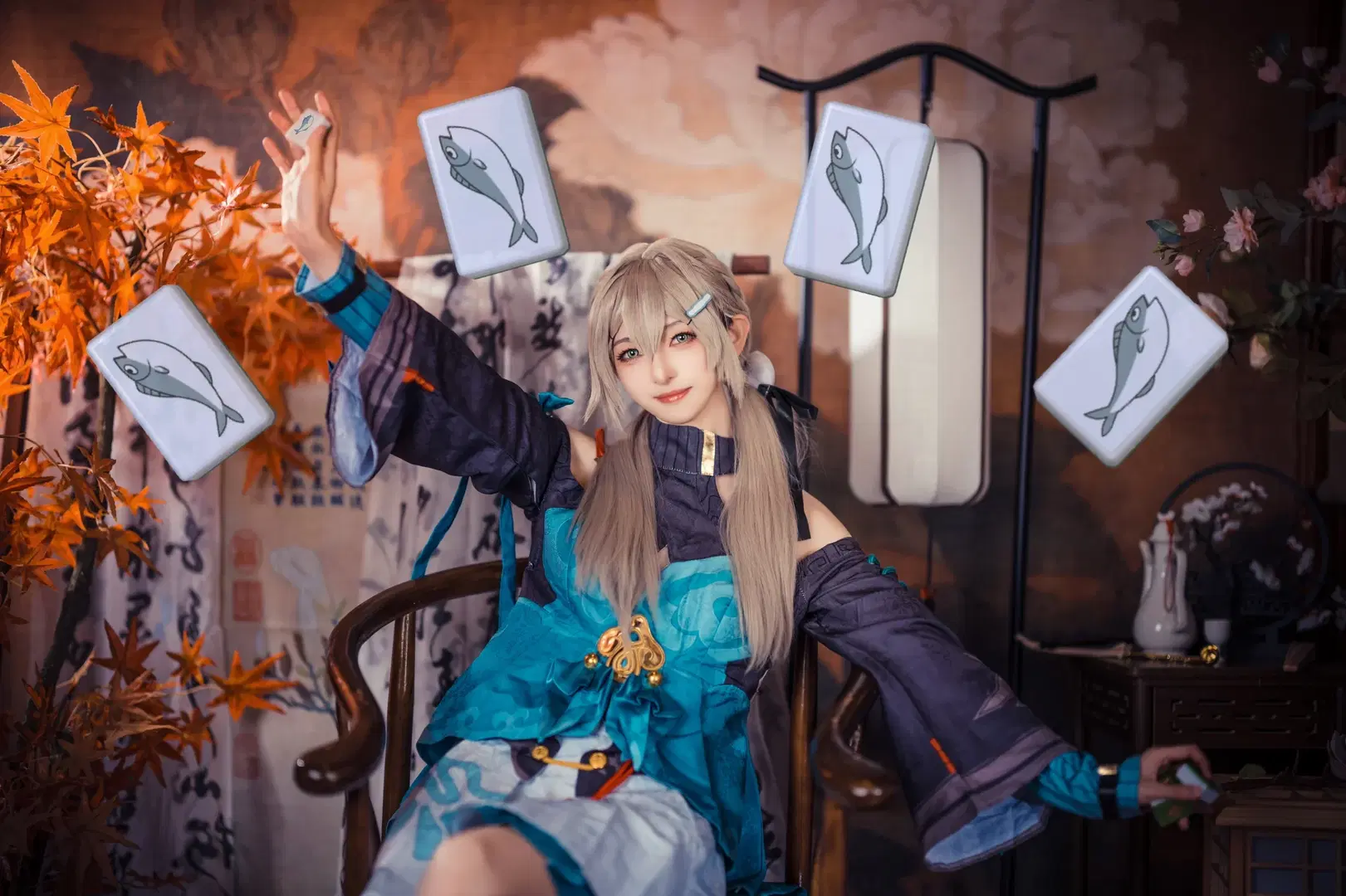cosplay, 星穹铁道, 青雀cos, 国风服饰, 麻将道具