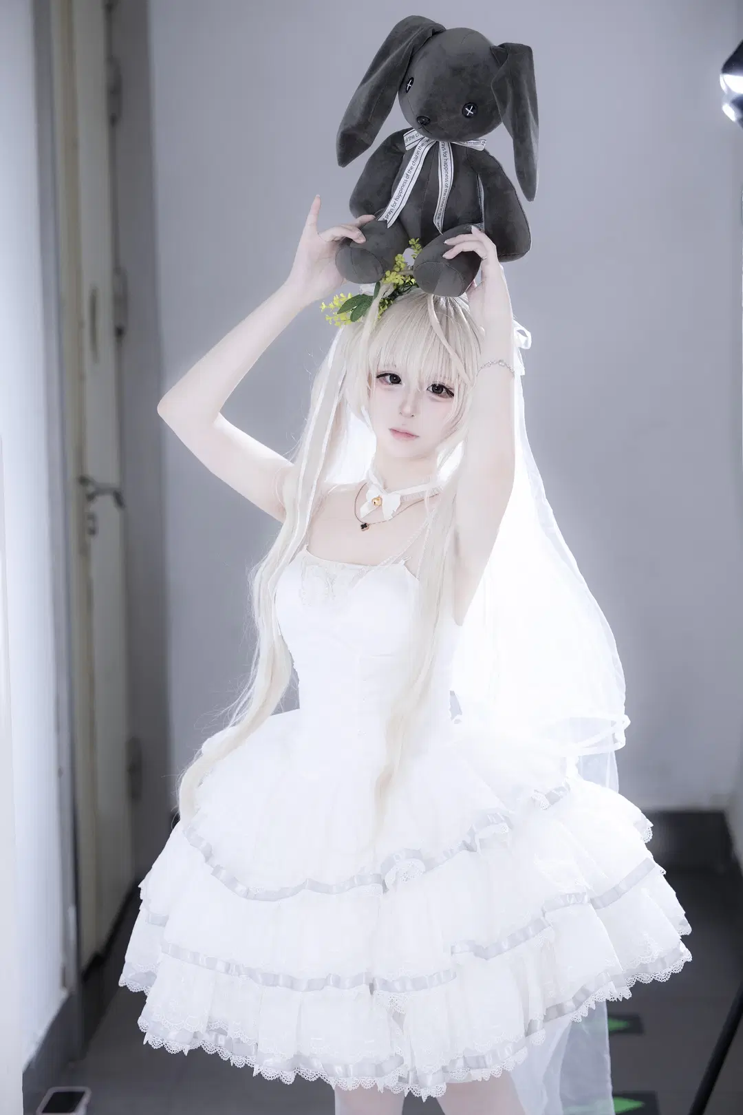 【春日野穹 コスプレ】『ヨスガノソラ』ウェディングドレス、白紗と灰色のウサギが紡ぐ春のロマンス - 次元重启 - 3枚目