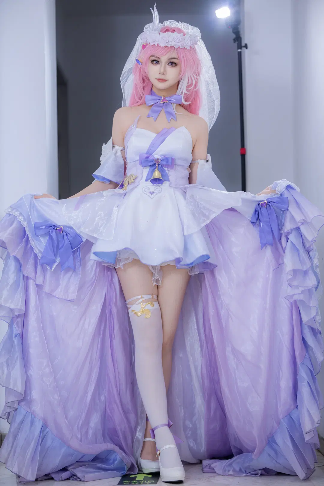 爱莉希雅cos, 崩坏三, 二次元婚纱, 白丝袜, 人之律者爱莉希雅
