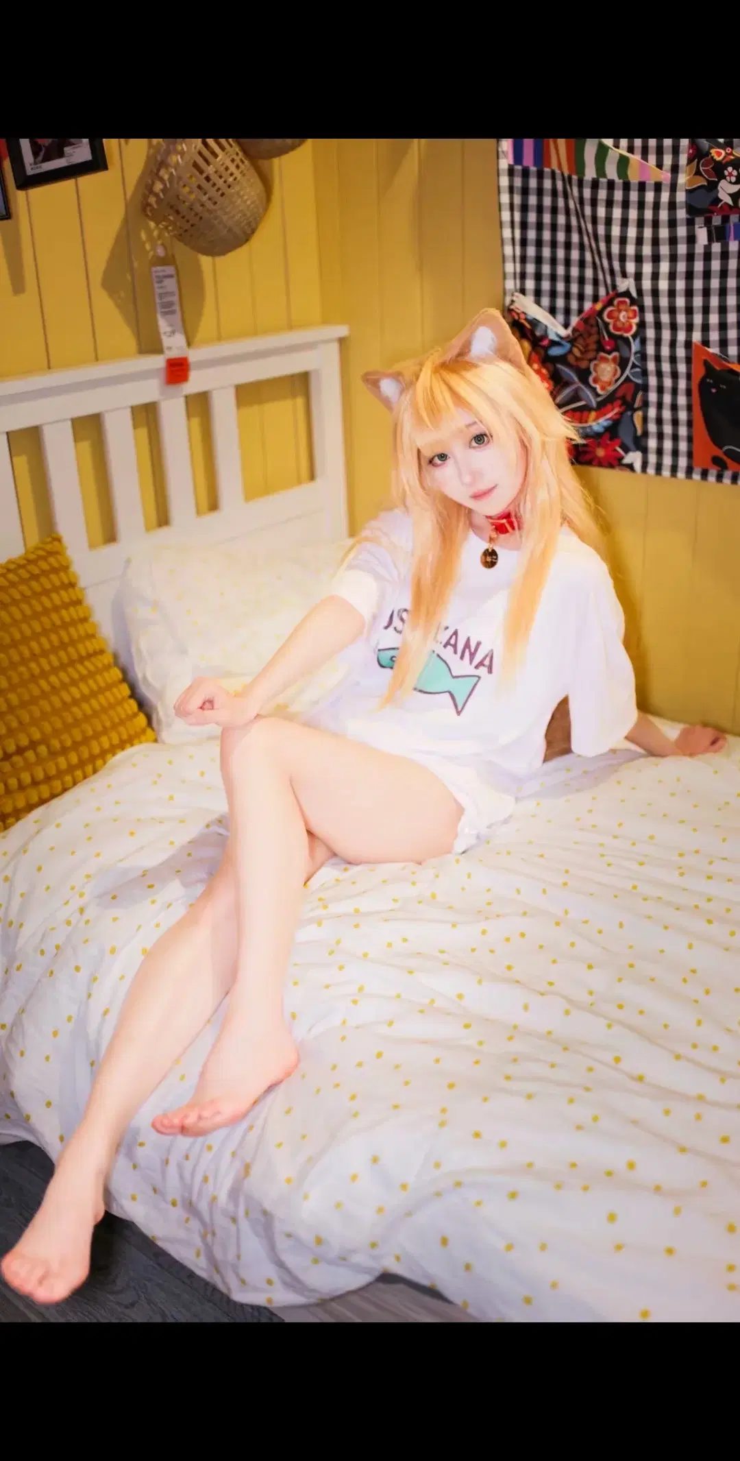 二次元摄影, 黄豆粉cos, 兽耳娘, 居家日常, 尾巴它有一只猫
