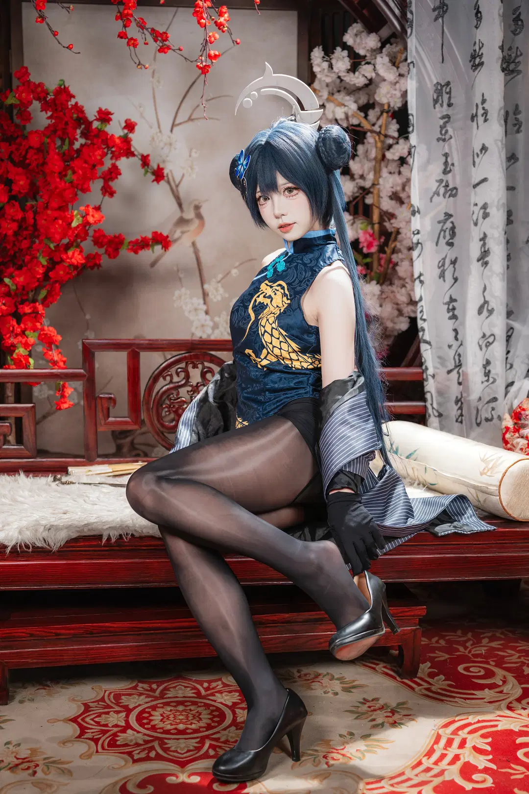 二次元, cosplay, 蔚蓝档案, 妃咲cos, 黑丝