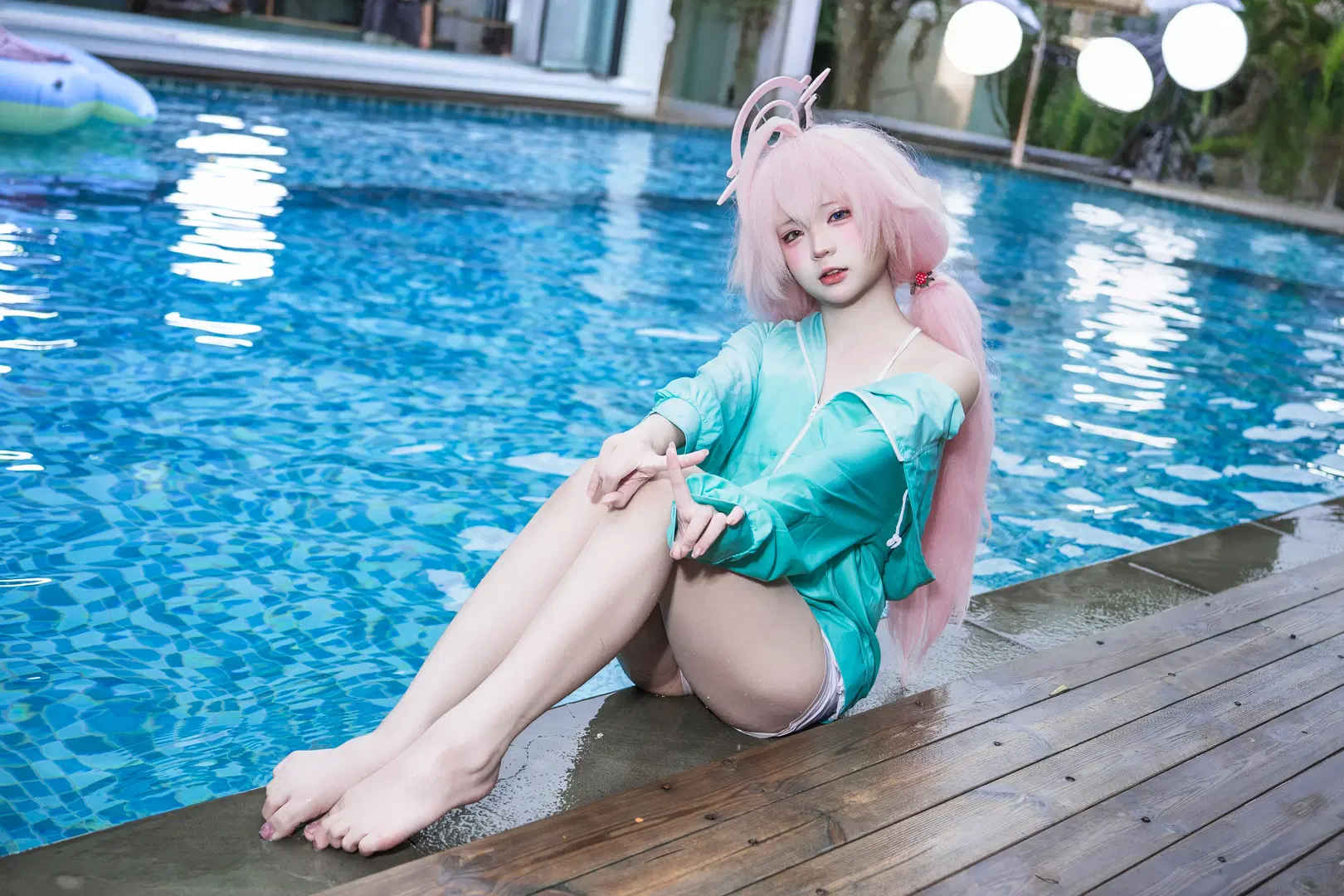 [Takanashi Hoshino cosplay] Blue Archive Swimsuit Hoshino Poolside Photoshoot Showcase by 德蒙特多子 - Image 3