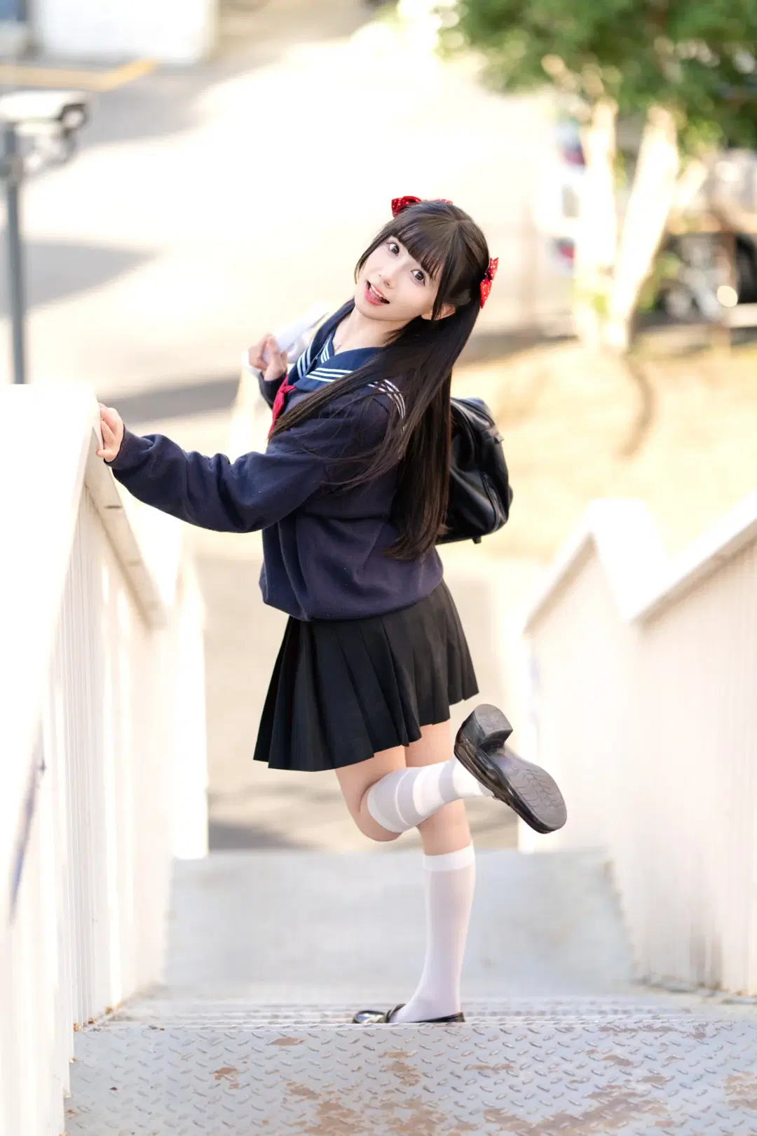 Campus style JK uniform Girl photography: Waiting for You After Class to Walk Home Together by 北原 - Image 2