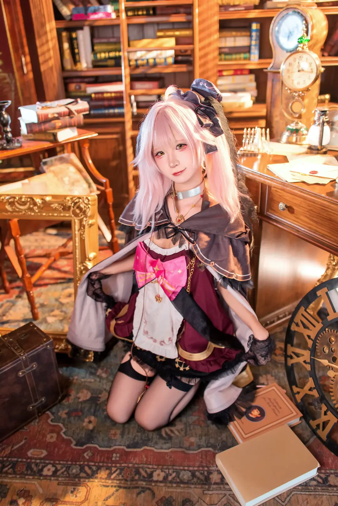 二次元cosplay, 哥特洛丽塔, 永雏塔菲cos, 黑丝袜, 复古书房写真 - 第3张