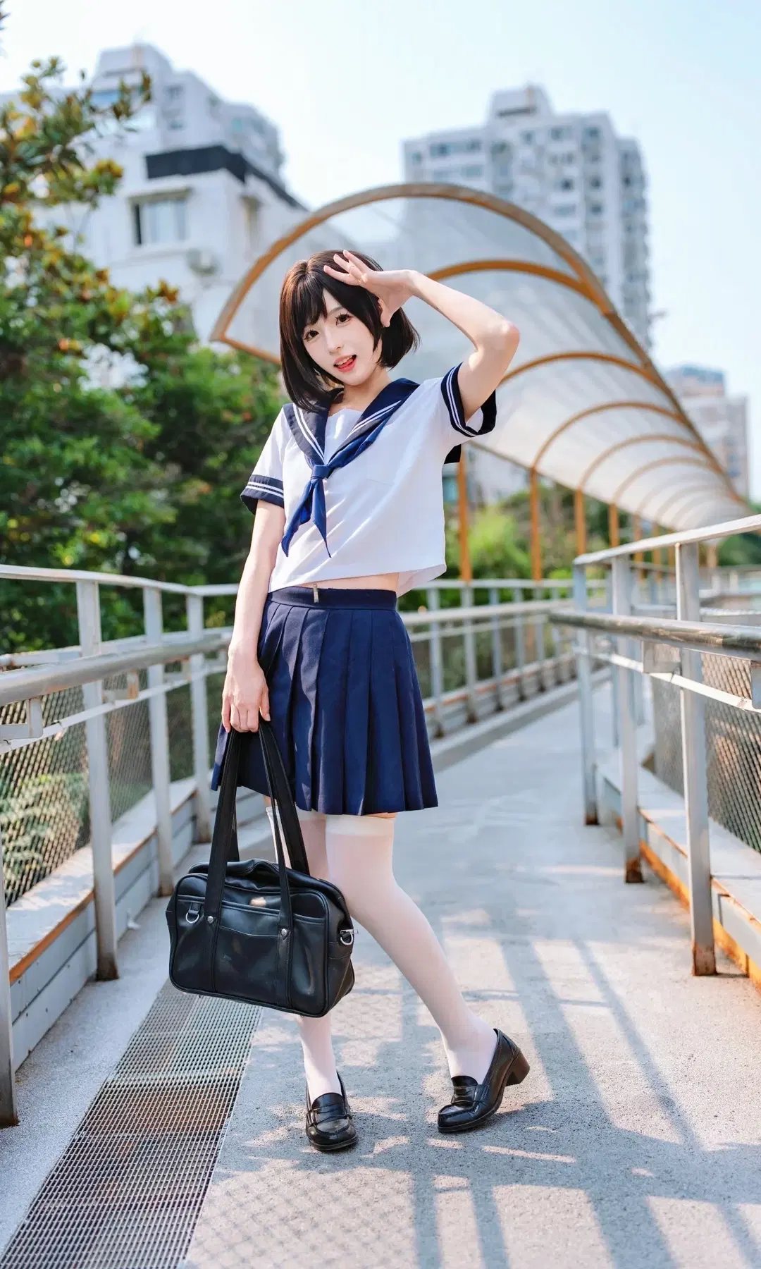 天橋上的JK制服與大風車，日系二次元感拉滿 - 北原 - 第5張