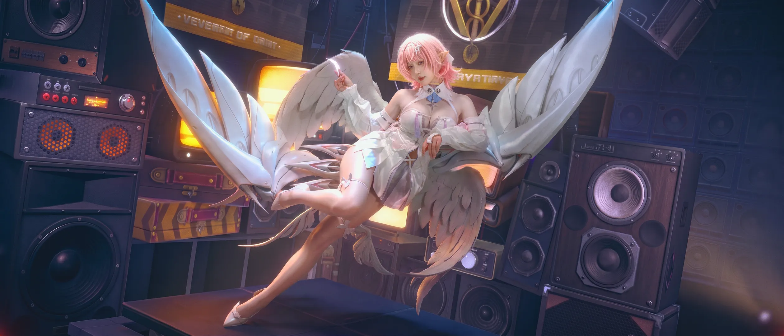 絕區零, cosplay攝影, 蕾米埃爾cos, 白羽天使, 音箱棚拍