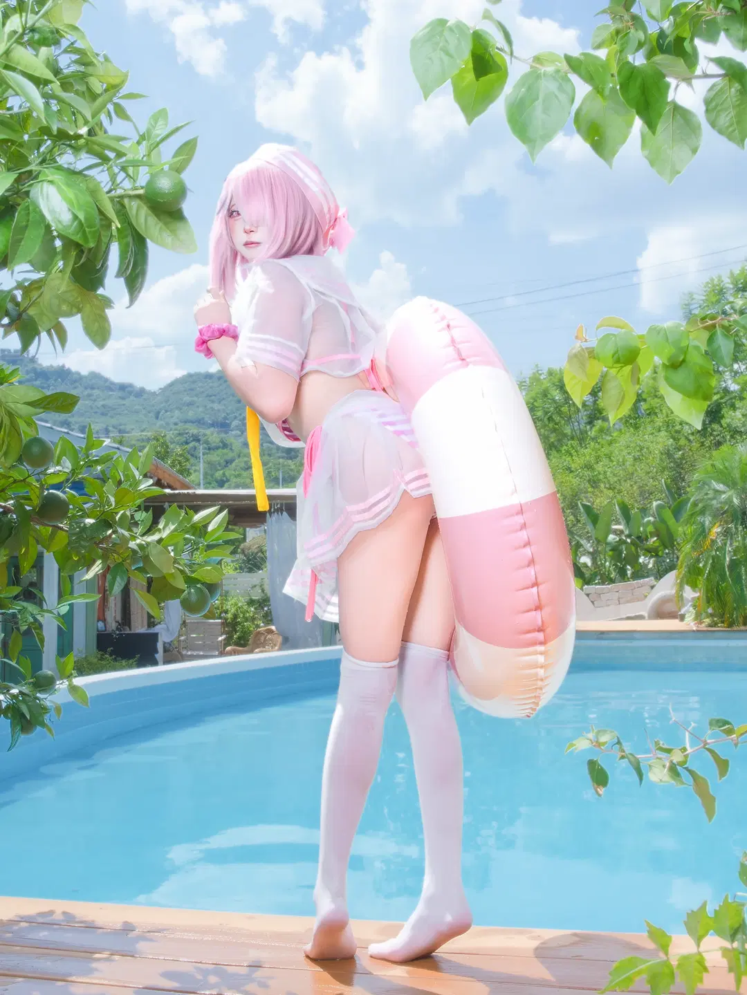 [Ram cosplay] Re:ZERO -Starting Life in Another World-: Pink Party at the Summer Pool by 八角 - Image 4