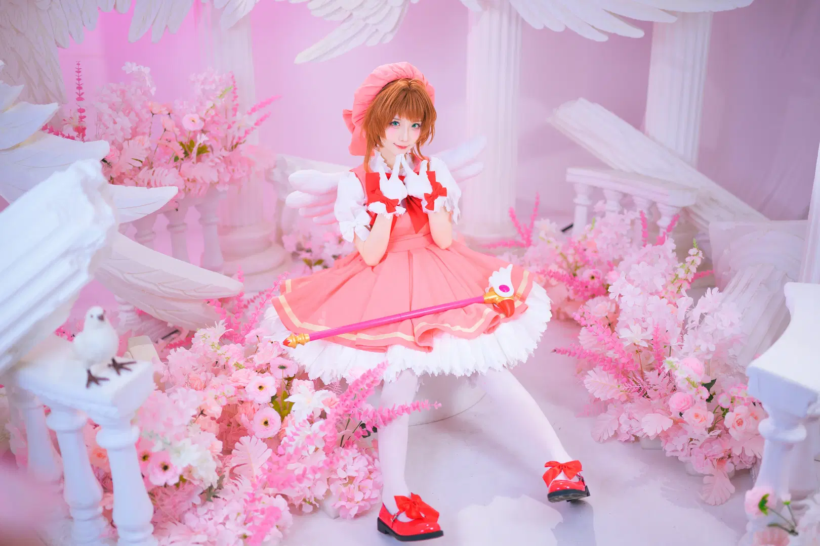 【Sakura cosplay】Cardcaptor Sakura Pink Magical Girl Photoshoot Log: White stockings & Cosplay Aesthetics by 银河天路 - Image 11