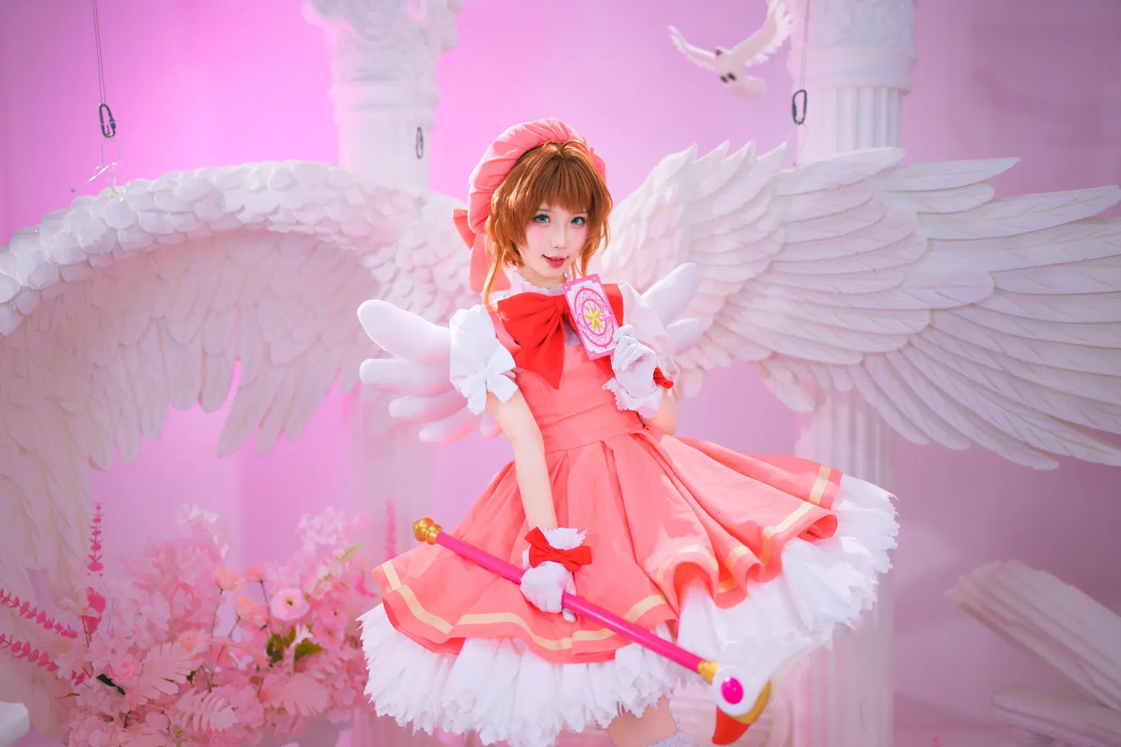 【Sakura cosplay】Cardcaptor Sakura Pink Magical Girl Photoshoot Log: White stockings & Cosplay Aesthetics by 银河天路 - Image 13