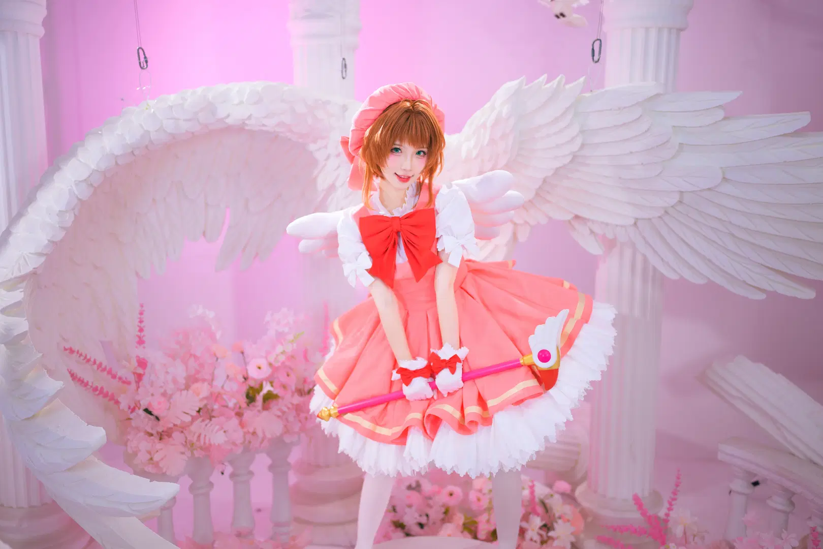 【Sakura cosplay】Cardcaptor Sakura Pink Magical Girl Photoshoot Log: White stockings & Cosplay Aesthetics by 银河天路 - Image 14