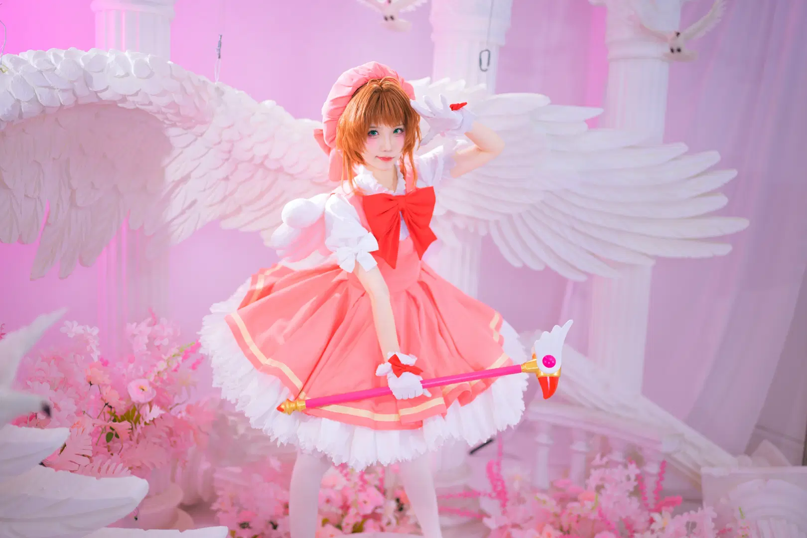 【Sakura cosplay】Cardcaptor Sakura Pink Magical Girl Photoshoot Log: White stockings & Cosplay Aesthetics by 银河天路 - Image 15