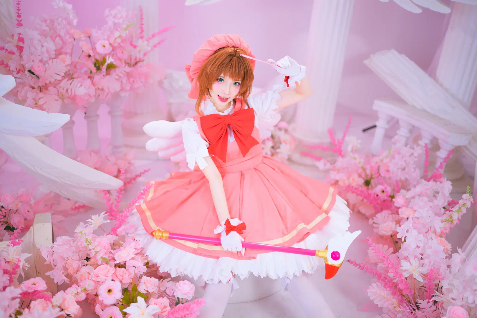 【Sakura cosplay】Cardcaptor Sakura Pink Magical Girl Photoshoot Log: White stockings & Cosplay Aesthetics by 银河天路 - Image 9