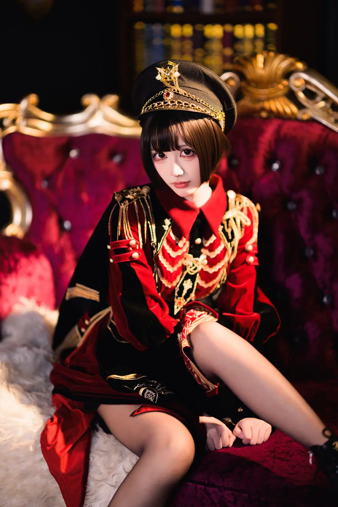 Lolita, Maiden Tyrant, Red and black combination, Military style, Stockings