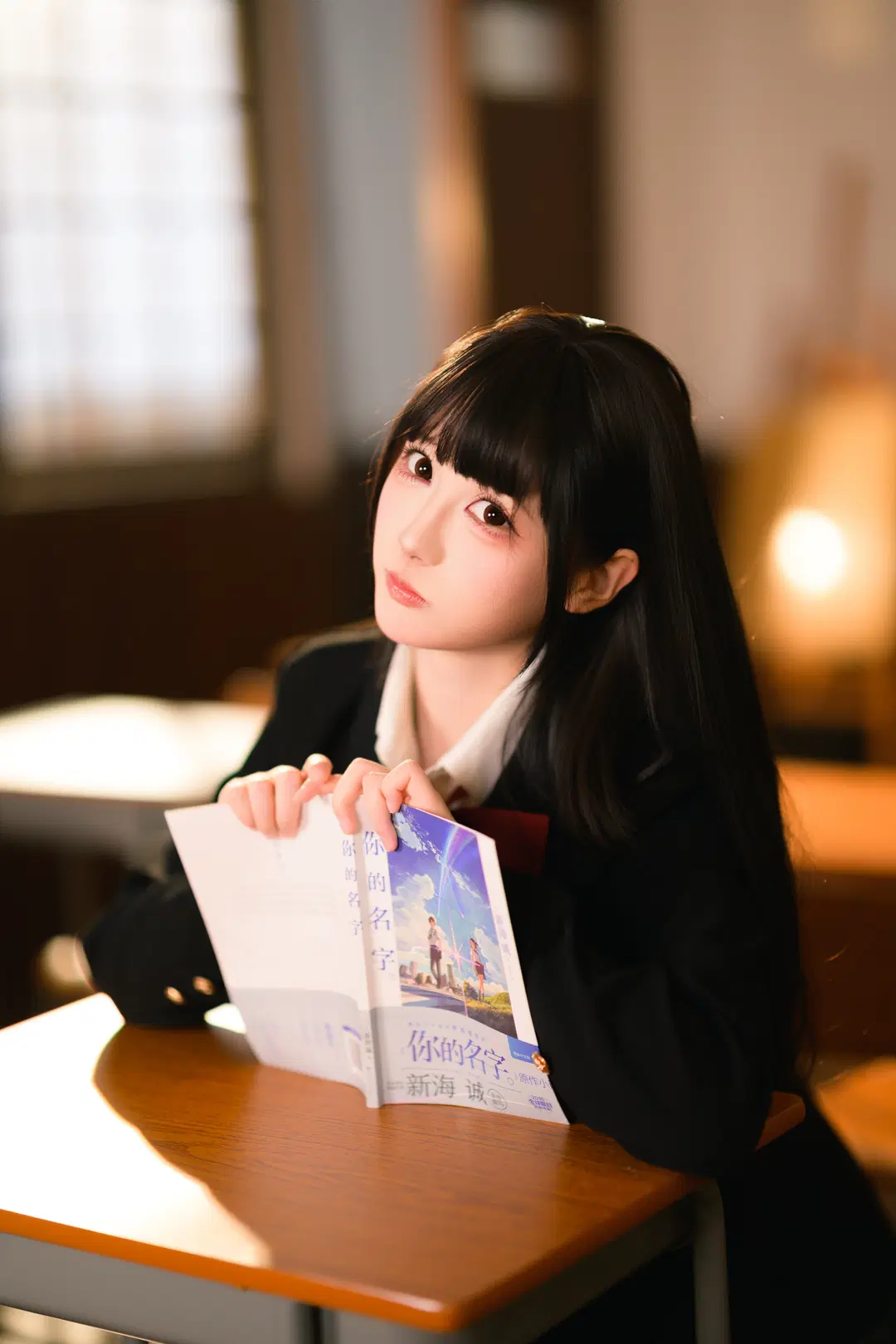 【JK uniform】After-School Campus Style Photoshoot: Classroom Portrait Atmosphere Under Wide Aperture (cosplay & Black stockings) by 银河天路 - Image 3