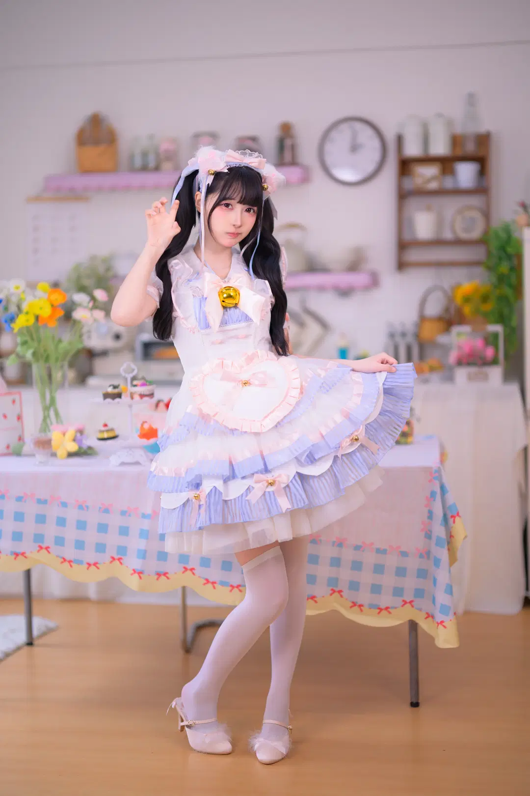 甜妹, Lolita, 白色丝袜, 猫女仆, 甜品店实拍