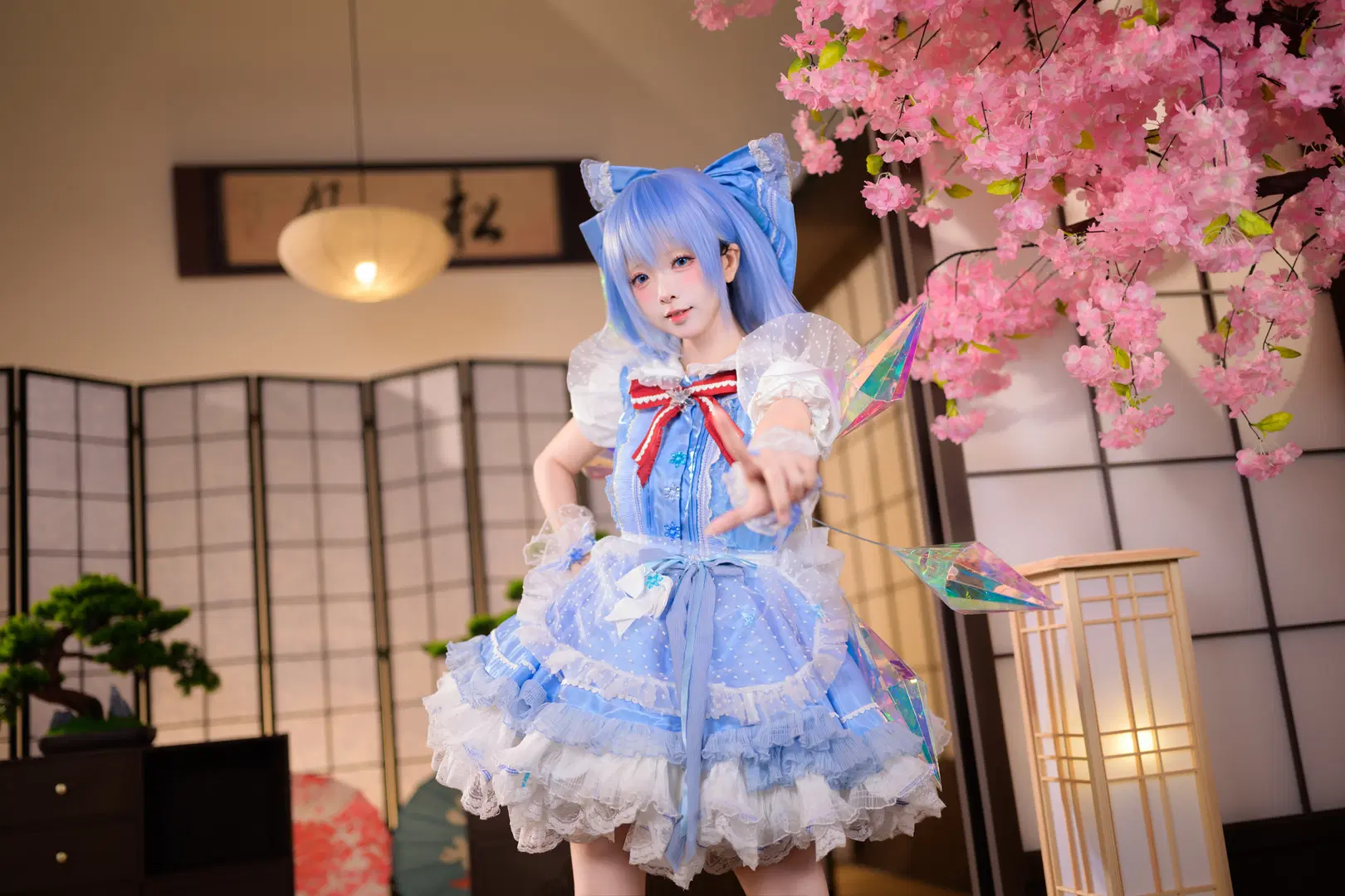 【チルノコスプレ】『東方Project』和風の桜の下に舞う氷青の妖精 - 银河天路 - 10枚目