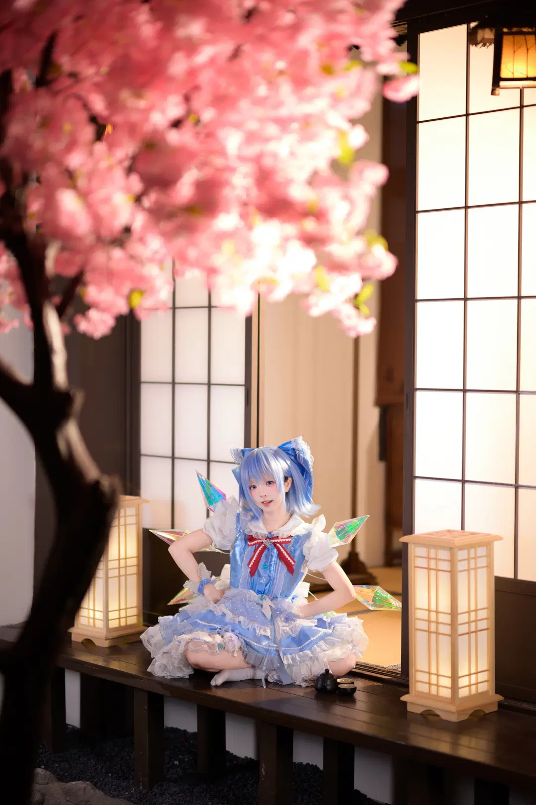 【チルノコスプレ】『東方Project』和風の桜の下に舞う氷青の妖精 - 银河天路 - 13枚目