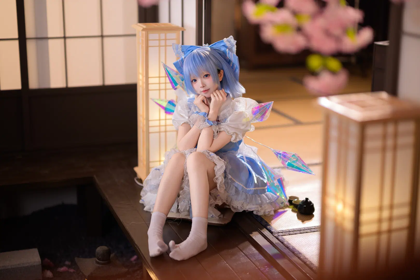 【チルノコスプレ】『東方Project』和風の桜の下に舞う氷青の妖精 - 银河天路 - 2枚目