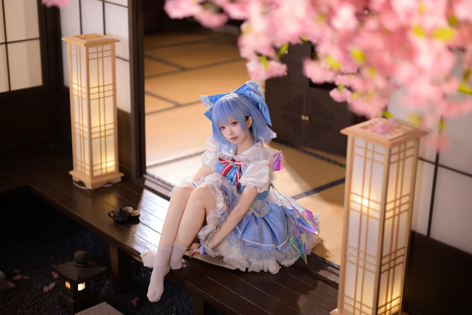 【チルノコスプレ】『東方Project』和風の桜の下に舞う氷青の妖精 - 银河天路 - 3枚目