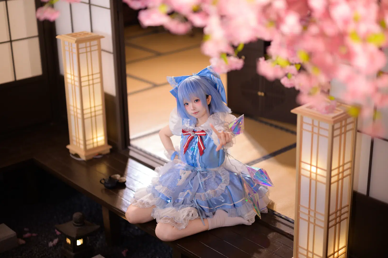 【チルノコスプレ】『東方Project』和風の桜の下に舞う氷青の妖精 - 银河天路 - 4枚目