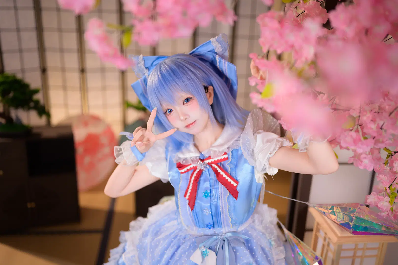 【チルノコスプレ】『東方Project』和風の桜の下に舞う氷青の妖精 - 银河天路 - 8枚目