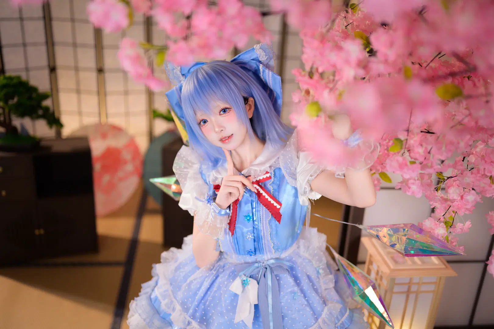 【チルノコスプレ】『東方Project』和風の桜の下に舞う氷青の妖精 - 银河天路 - 9枚目
