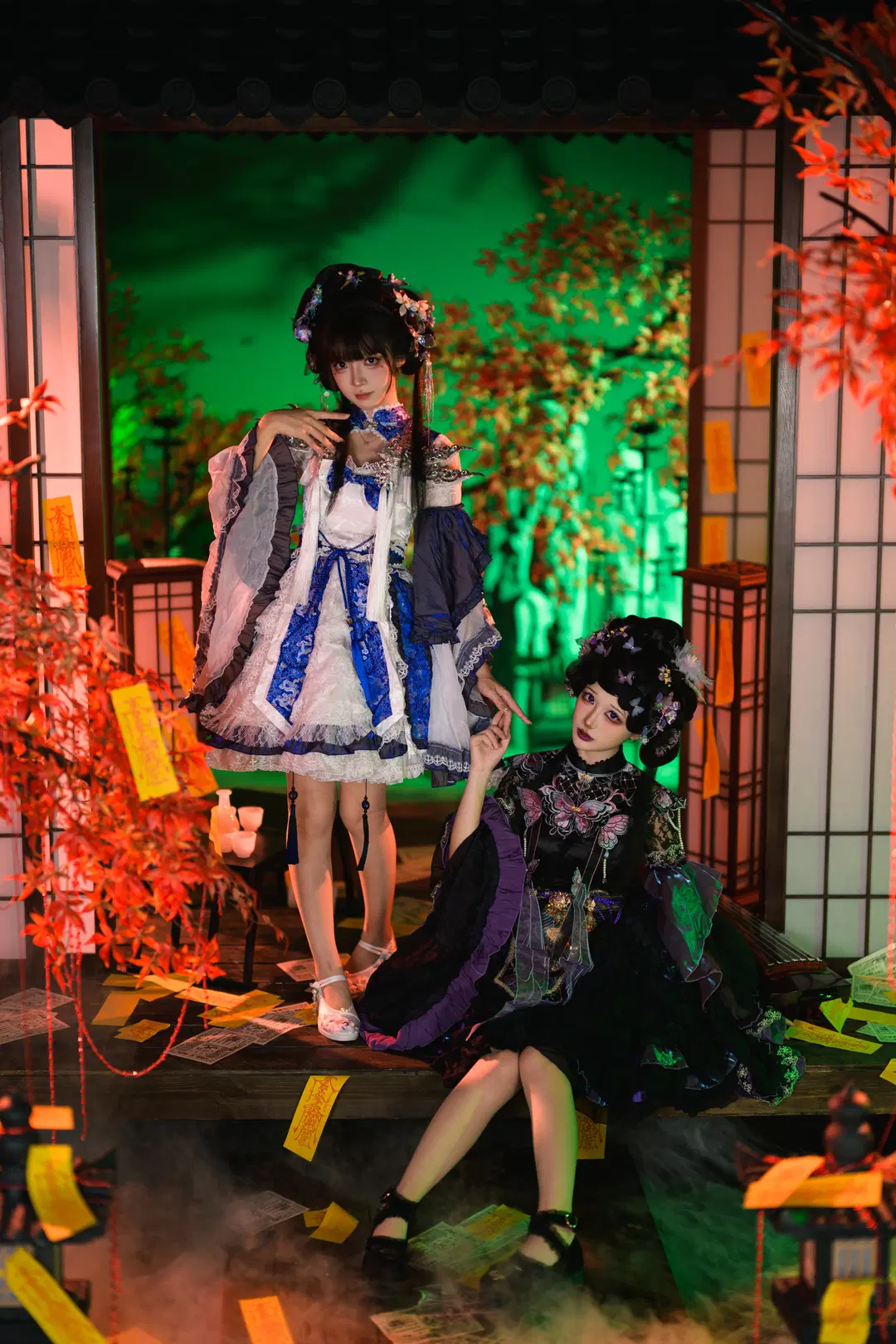 [Doll Lolita] Dark Gothic style Doll Twins: A Gothic Atmosphere in Red-and-Green Contrast by 银河天路 - Image 2