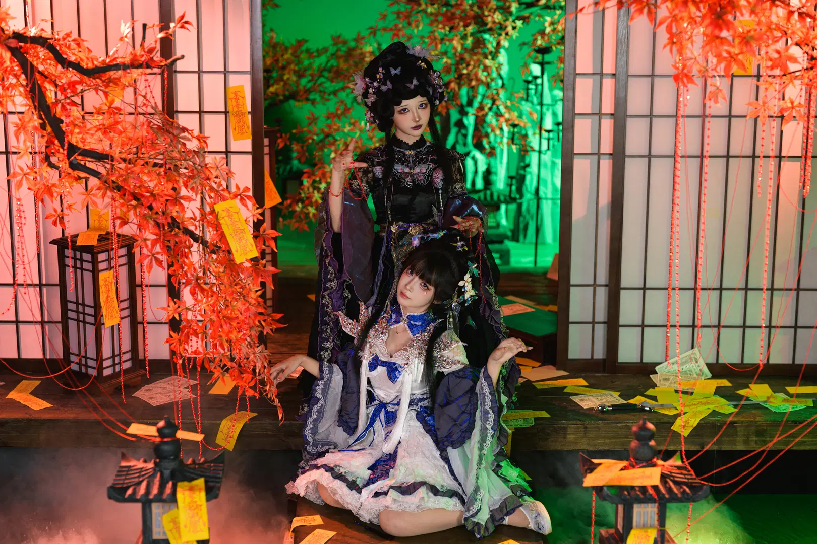 [Doll Lolita] Dark Gothic style Doll Twins: A Gothic Atmosphere in Red-and-Green Contrast by 银河天路 - Image 4