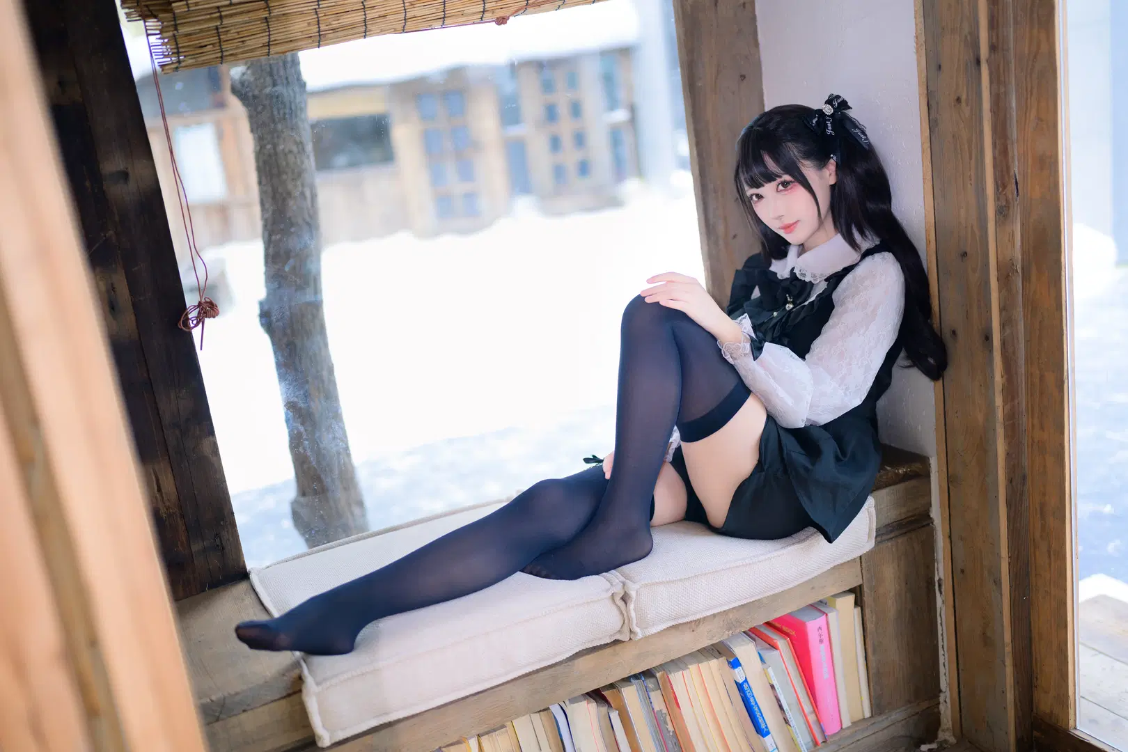 cosplay, 洛丽塔, 黑丝, 雪景写真, 冬日人像